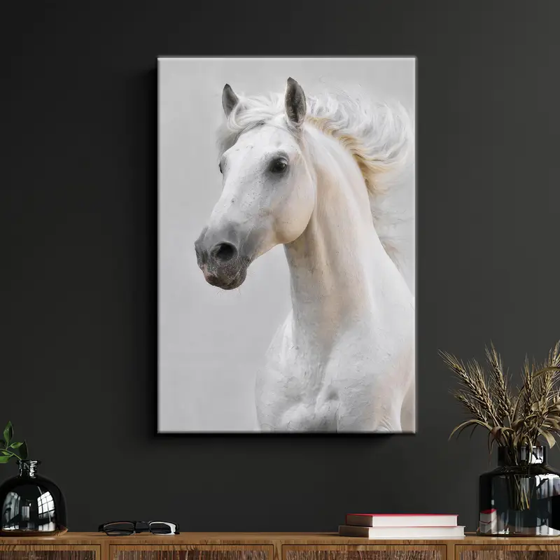 Elegant White Horse Canvas: Perfect Gift for Horse Lovers