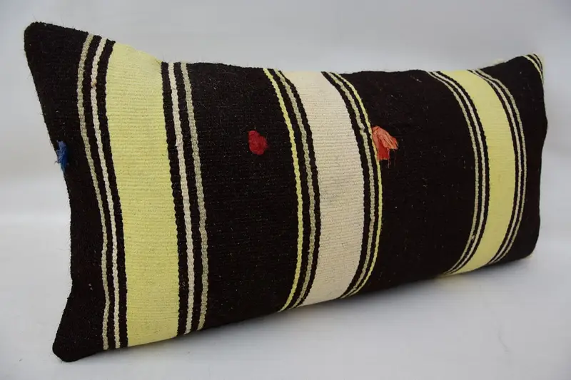 Kilim Cushion Sham, Boho Pillow, Custom Cushion Case, Pillow, Kilim Pillow Cover, 12x24 Brown Pillow, Ethnic Cushion, Indoor Pillow Case - 2