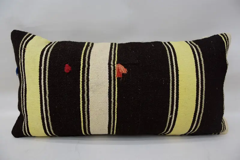 Kilim Cushion Sham, Boho Pillow, Custom Cushion Case, Pillow, Kilim Pillow Cover, 12x24 Brown Pillow, Ethnic Cushion, Indoor Pillow Case - 4