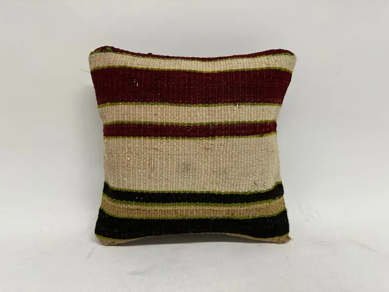 Home Decor Pillow, Square Throw Pillow Sham, Turkish Kilim Pillow, Pillow Sham, 12x12 Beige Cushion, Indoor Pillow Sham, Handmade Kilim Cushion - 1