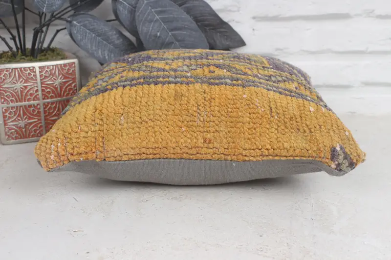 Cushion, Pillow for Sofa, Handmade Kilim Cushion, Armchair Cushion Case, Vintage Kilim Throw Pillow, Ottoman Pillow Case, 12x12 Blue Pillow - 5
