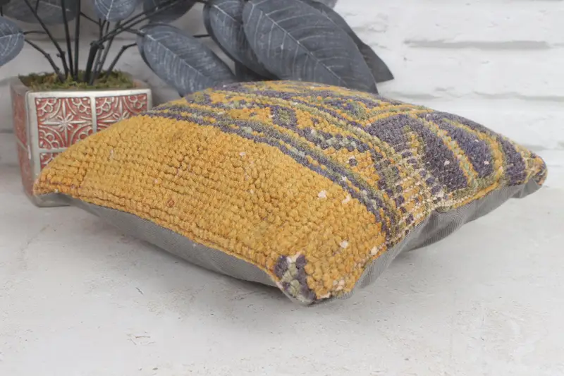 Cushion, Pillow for Sofa, Handmade Kilim Cushion, Armchair Cushion Case, Vintage Kilim Throw Pillow, Ottoman Pillow Case, 12x12 Blue Pillow - 6