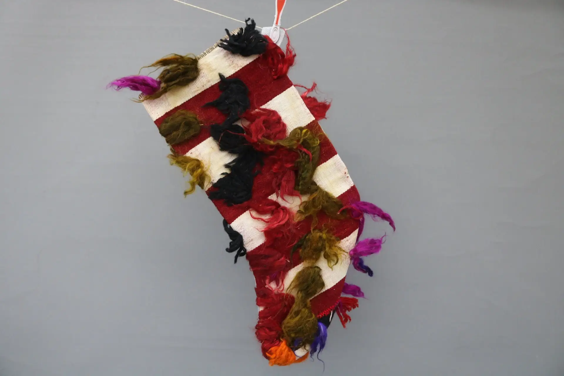 Red 9-Inch Christmas Ornament Stocking, Beige Festive Holiday Decor - 1