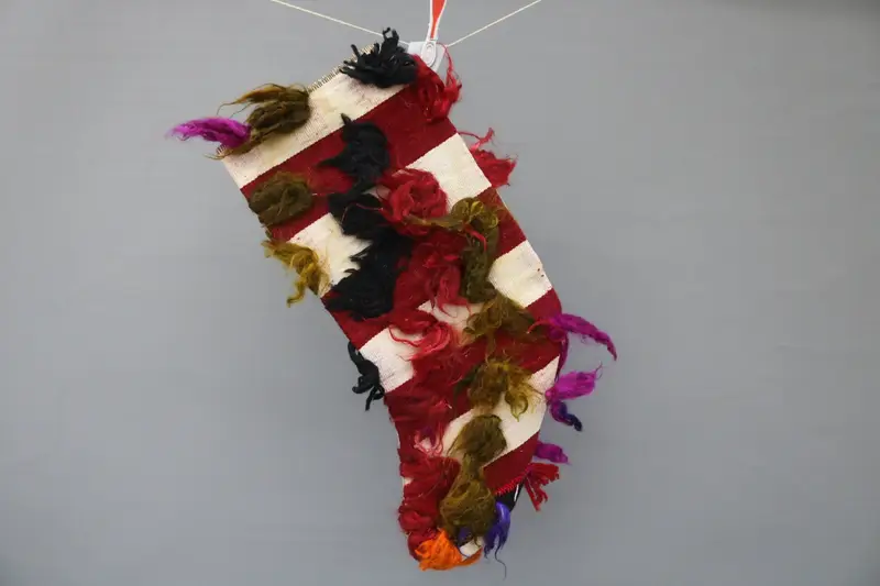 Media roja de adorno navideño de 9 pulgadas, decoración festiva beige