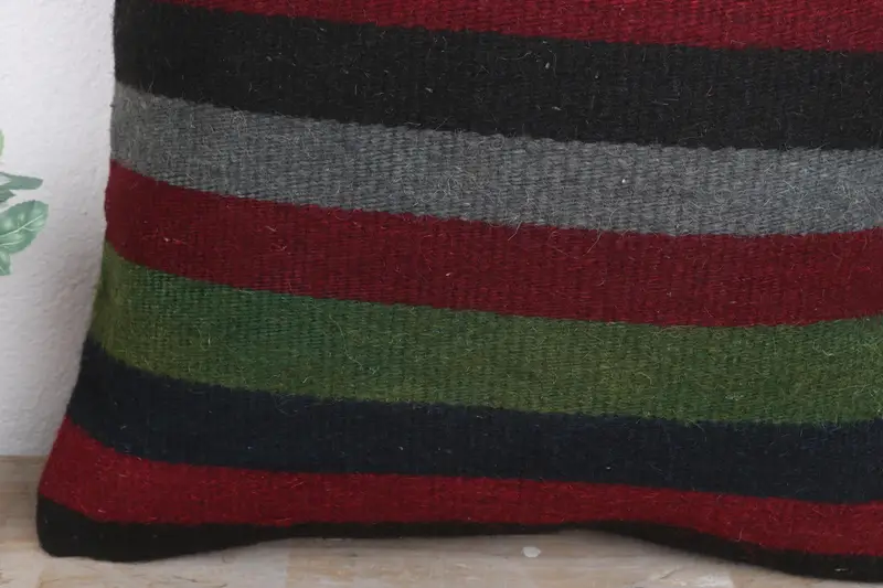 Boho Pillow Sham Cover, 18x18 Red Pillow Sham, Boho Pillow, Natural Pillow Cover, Bright Cushion Cover, Ottoman Cushion Case, Gift Pillow, Pillow - 3
