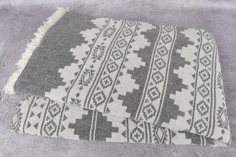 Welcome Wedding Gift, Bachelorette Party Favors, Turkish Cotton Blanket, Woven Throw Blanket, 92x80 Cotton Kilim Towel, Throw Blanket - 6