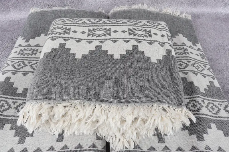 Welcome Wedding Gift, Bachelorette Party Favors, Turkish Cotton Blanket, Woven Throw Blanket, 92x80 Cotton Kilim Towel, Throw Blanket - 4