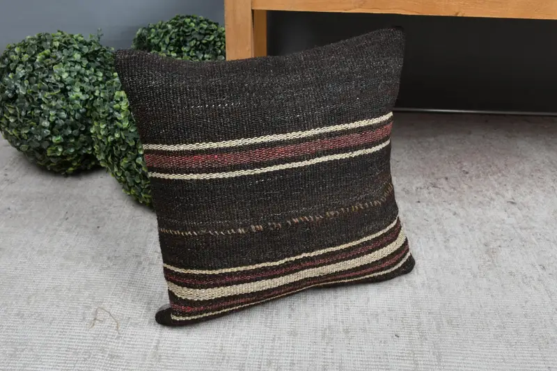Pillow for Sofa, Traditional Cushion, Cushion Case, 16x16 Brown Cushion Case, Bed Cushion Cover, Turkish Pillow, Wholesale Pillow Sham, Boho Pillow - 7