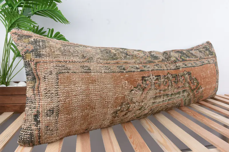 Vintage Kilim Throw Pillow, Antique Pillows, Kilim Pillow, Accent Throw Pillow Cover, 16x48 Red Cushion, Cushion Case, Outdoor Patio Pillow Case - 4