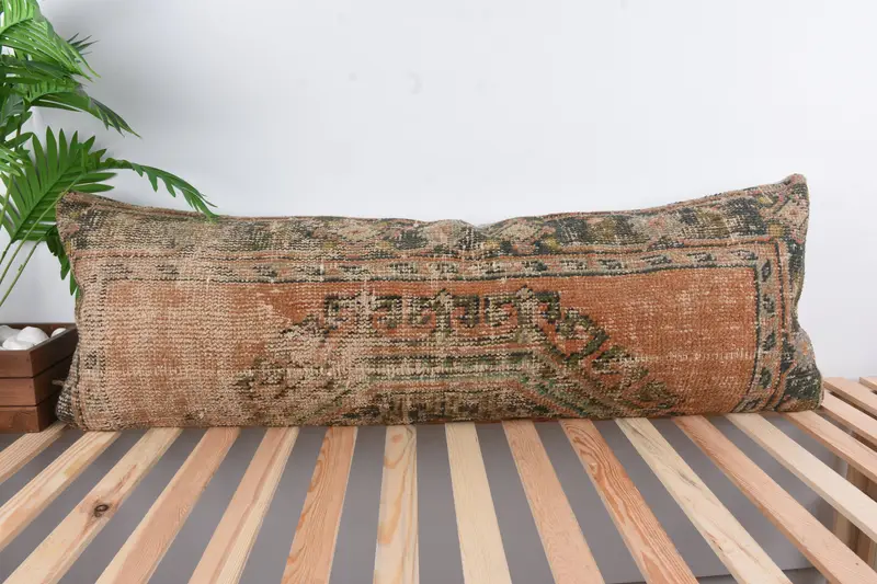 Vintage Kilim Throw Pillow, Antique Pillows, Kilim Pillow, Accent Throw Pillow Cover, 16x48 Red Cushion, Cushion Case, Outdoor Patio Pillow Case - 1