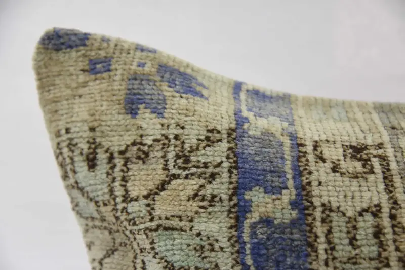 Wool Kilim Pillow Pillow, Pillow Cover, Vintage Kilim Pillow, 32x32 Blue Pillow Cover, Boho Pillow, Traditional Pillow Case, Turkish Pillow - 2