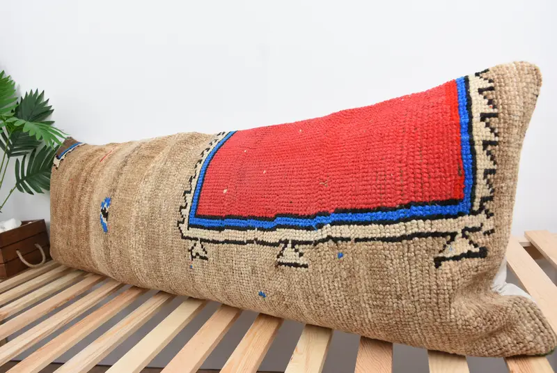 Pillow, Antique Pillows, Office Chair Pillow Case, Ethnical Kilim Rug Pillow, 16x48 Brown Pillow Case, Boho Pillow Sham Cover, Custom Pillow - 5