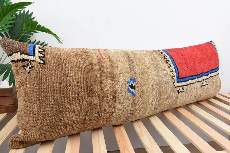 Pillow, Antique Pillows, Office Chair Pillow Case, Ethnical Kilim Rug Pillow, 16x48 Brown Pillow Case, Boho Pillow Sham Cover, Custom Pillow - 4