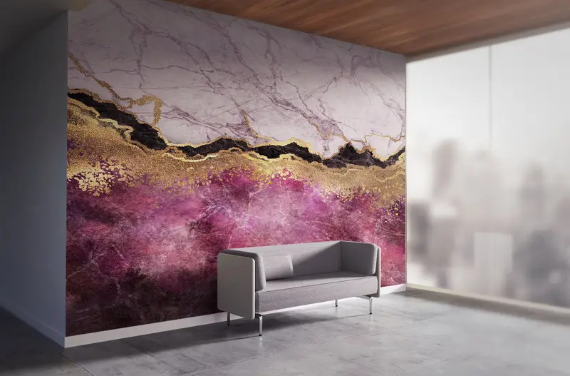 3d Wall Paper, Pink And Gold Marble Wall Art, Contemporary Wall Art, Wall Paper Peel and Stick, Paper Wall Art, Abstract Wall Art, - 8
