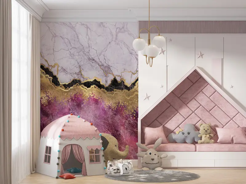 3d Wall Paper, Pink And Gold Marble Wall Art, Contemporary Wall Art, Wall Paper Peel and Stick, Paper Wall Art, Abstract Wall Art, - 2