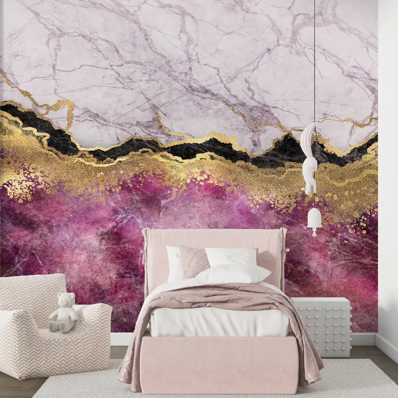 3d Wall Paper, Pink And Gold Marble Wall Art, Contemporary Wall Art, Wall Paper Peel and Stick, Paper Wall Art, Abstract Wall Art, - 4