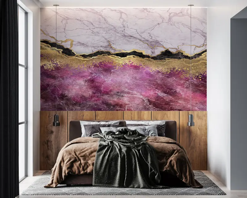 3d Wall Paper, Pink And Gold Marble Wall Art, Contemporary Wall Art, Wall Paper Peel and Stick, Paper Wall Art, Abstract Wall Art, - 9