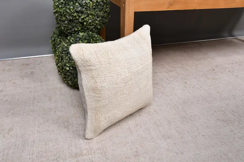 Pillow for Couch, Pillow Sham, Tribal Cushion Case, Outdoor Pillow, Turkish Kilim Pillow, Interior Designer Pillow, 14x14 Beige Pillow - 7
