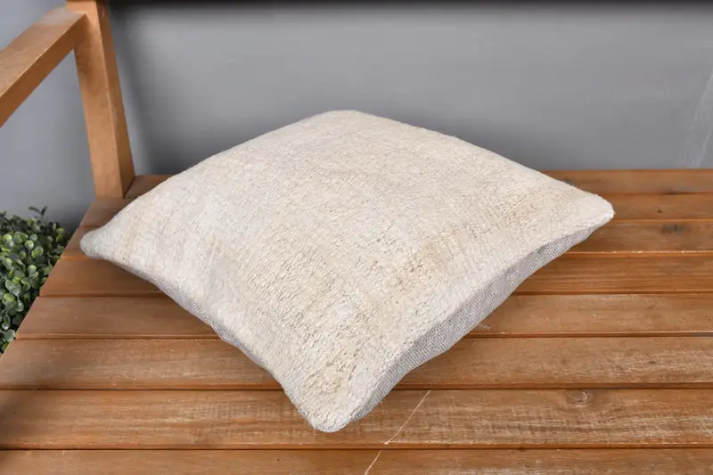 Pillow for Couch, Pillow Sham, Tribal Cushion Case, Outdoor Pillow, Turkish Kilim Pillow, Interior Designer Pillow, 14x14 Beige Pillow - 2