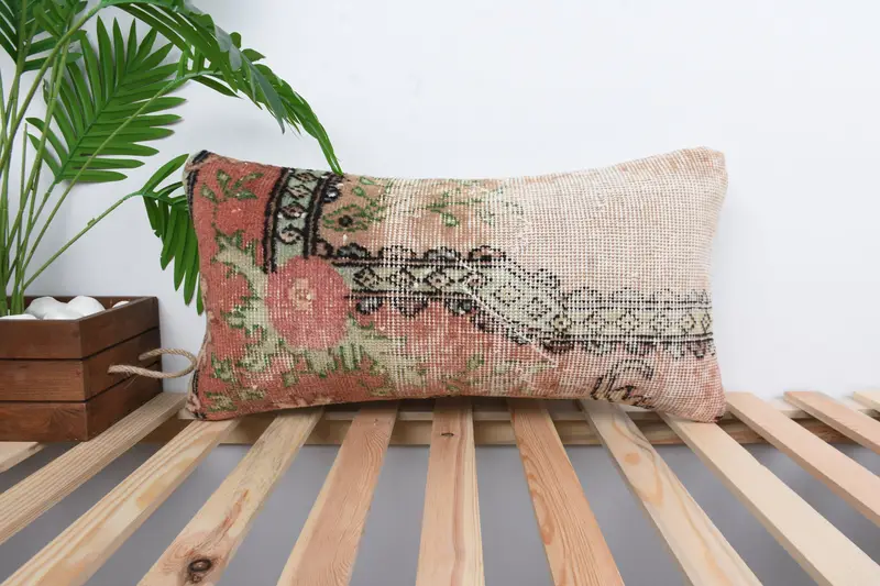 Home Decor Pillow, Ethnic Throw Pillow, Morroccon Kilim Cushion Cushion Case, 12x24 Red Cushion, Pillow for Sofa, Pillow, Antique Pillows - 1