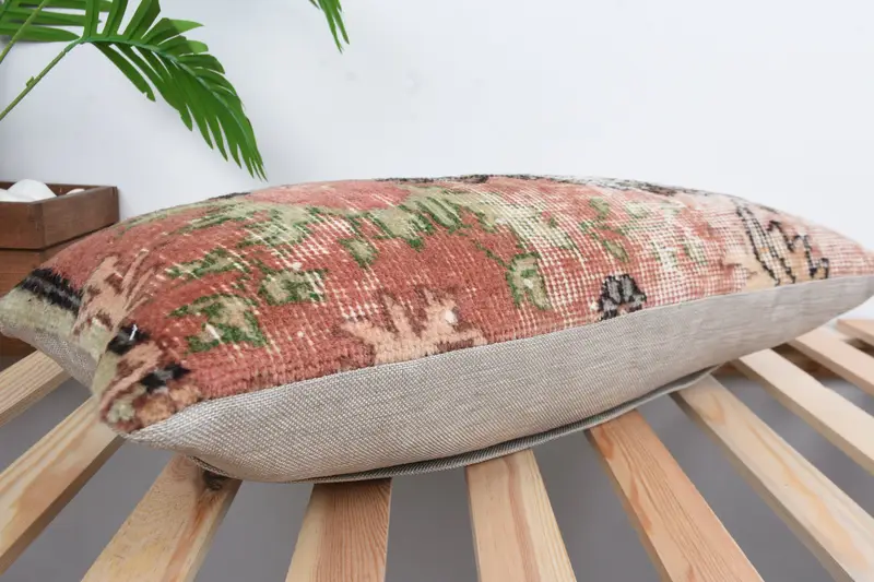 Home Decor Pillow, Ethnic Throw Pillow, Morroccon Kilim Cushion Cushion Case, 12x24 Red Cushion, Pillow for Sofa, Pillow, Antique Pillows - 6
