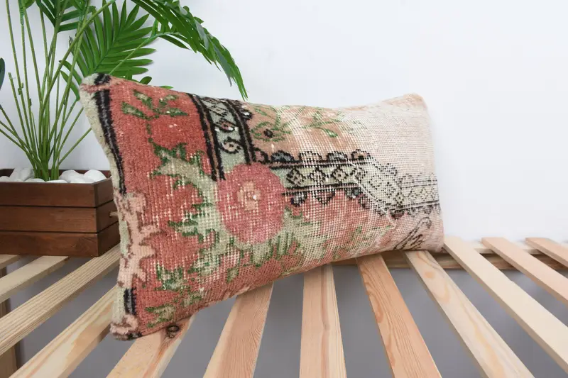 Home Decor Pillow, Ethnic Throw Pillow, Morroccon Kilim Cushion Cushion Case, 12x24 Red Cushion, Pillow for Sofa, Pillow, Antique Pillows - 4