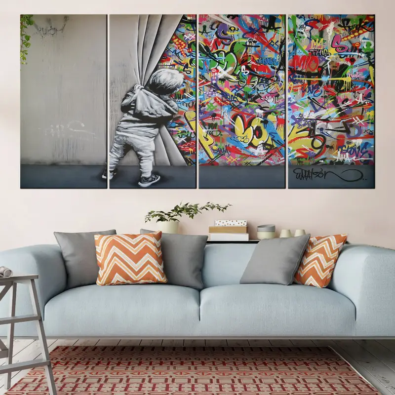 Banksy Child Canvas Art, Banksy Style Graffiti, Banksy Street Wall Art, Home Decor BANKSY, Banksy Canvas, Graffiti Art, Urban Style Canvas - 9