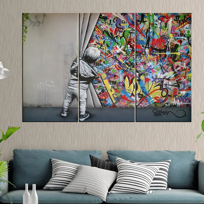 Banksy Child Canvas Art, Banksy Style Graffiti, Banksy Street Wall Art, Home Decor BANKSY, Banksy Canvas, Graffiti Art, Urban Style Canvas - 8