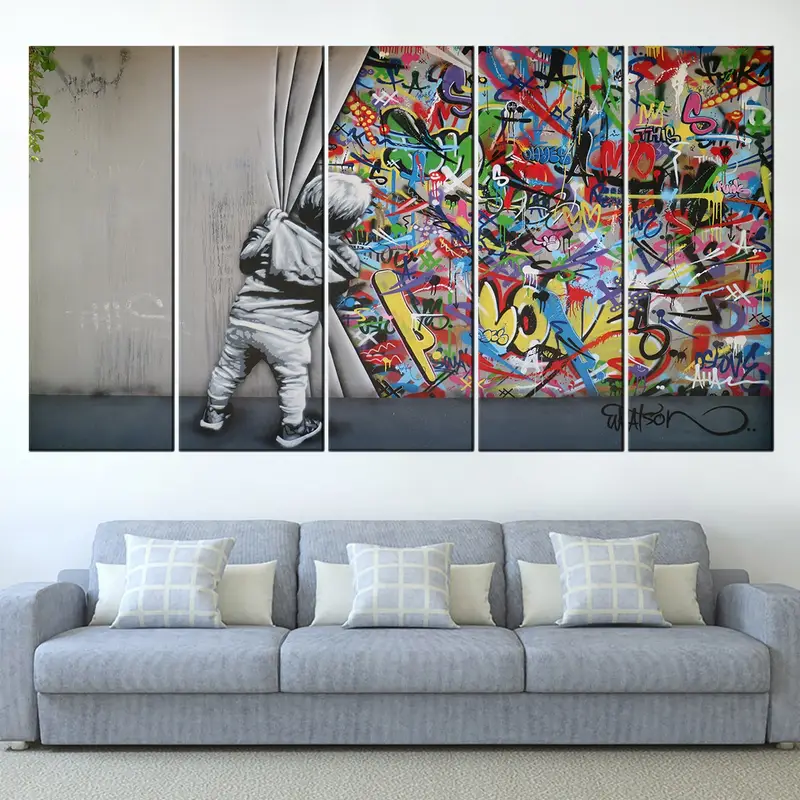 Banksy Child Canvas Art, Banksy Style Graffiti, Banksy Street Wall Art, Home Decor BANKSY, Banksy Canvas, Graffiti Art, Urban Style Canvas - 7