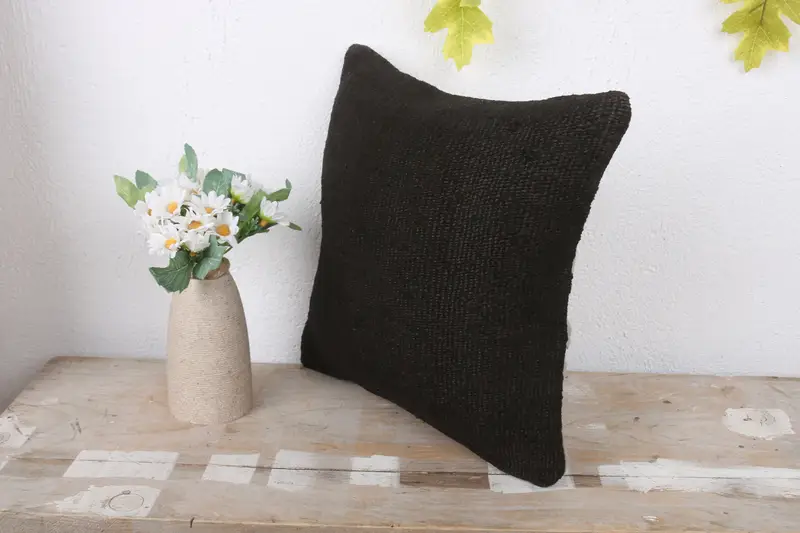 Boho Pillow, 12x12 Brown Pillow Case, Vintage Kilim Pillow, Cushion Case, Turkish Kilim Pillow, Nautical Throw Cushion Case, Christmas Pillow Sham - 4