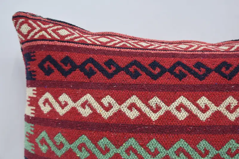 Boho Pillow Sham Cover, Cushion, Vintage Pillow, Yoga Pillow Cover, 20x28 Red Cushion Case, Handmade Cushion Cover, Handmade Kilim Cushion - 2