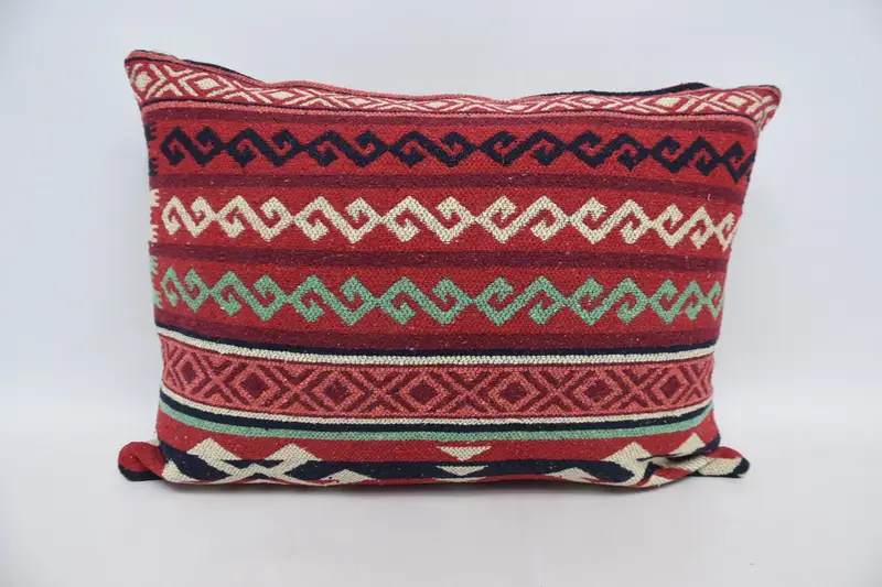 Boho Pillow Sham Cover, Cushion, Vintage Pillow, Yoga Pillow Cover, 20x28 Red Cushion Case, Handmade Cushion Cover, Handmade Kilim Cushion - 1