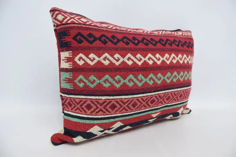 Boho Pillow Sham Cover, Cushion, Vintage Pillow, Yoga Pillow Cover, 20x28 Red Cushion Case, Handmade Cushion Cover, Handmade Kilim Cushion - 3