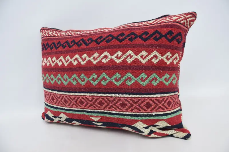 Boho Pillow Sham Cover, Cushion, Vintage Pillow, Yoga Pillow Cover, 20x28 Red Cushion Case, Handmade Cushion Cover, Handmade Kilim Cushion - 4