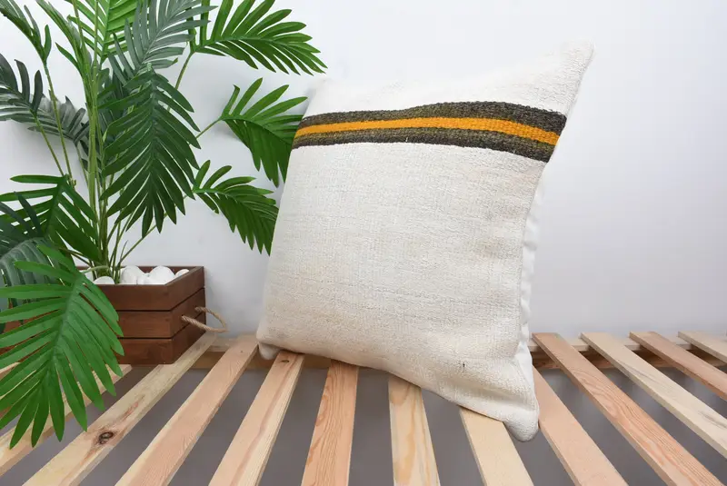 Gift Pillow, 20x20 White Cushion Case, Pillow Cover, Boho Pillow, Handmade Kilim Cushion, Meditation Pillow Case, Hippie Throw Cushion Cover - 5