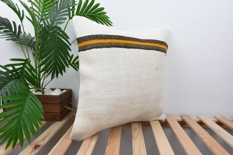 Gift Pillow, 20x20 White Cushion Case, Pillow Cover, Boho Pillow, Handmade Kilim Cushion, Meditation Pillow Case, Hippie Throw Cushion Cover - 4