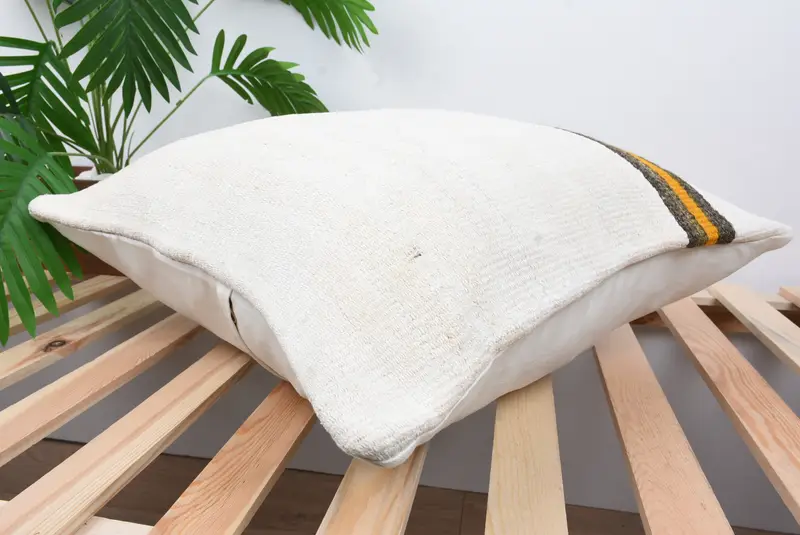 Gift Pillow, 20x20 White Cushion Case, Pillow Cover, Boho Pillow, Handmade Kilim Cushion, Meditation Pillow Case, Hippie Throw Cushion Cover - 6