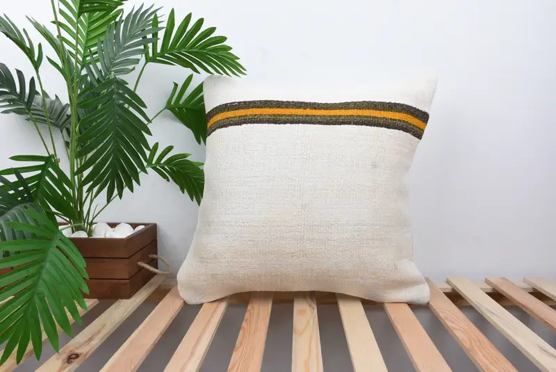 Gift Pillow, 20x20 White Cushion Case, Pillow Cover, Boho Pillow, Handmade Kilim Cushion, Meditation Pillow Case, Hippie Throw Cushion Cover - 1