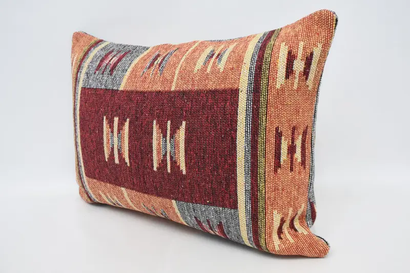 Cushion, Toss Pillow Sham, 20x28 Orange Cushion Case, Kilim Pillow Cover, Handmade Kilim Cushion, Handmade Rug Seat Pillow, Interior Designer Pillow - 4