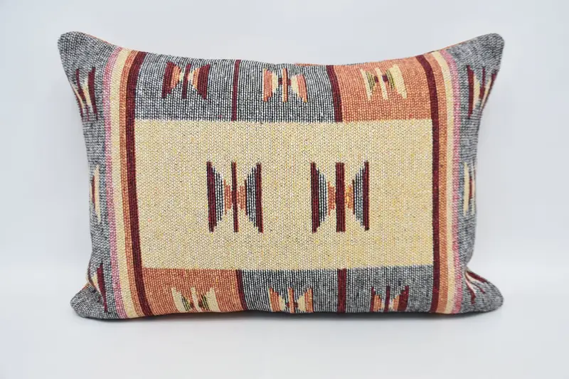 Cushion, Toss Pillow Sham, 20x28 Orange Cushion Case, Kilim Pillow Cover, Handmade Kilim Cushion, Handmade Rug Seat Pillow, Interior Designer Pillow - 5