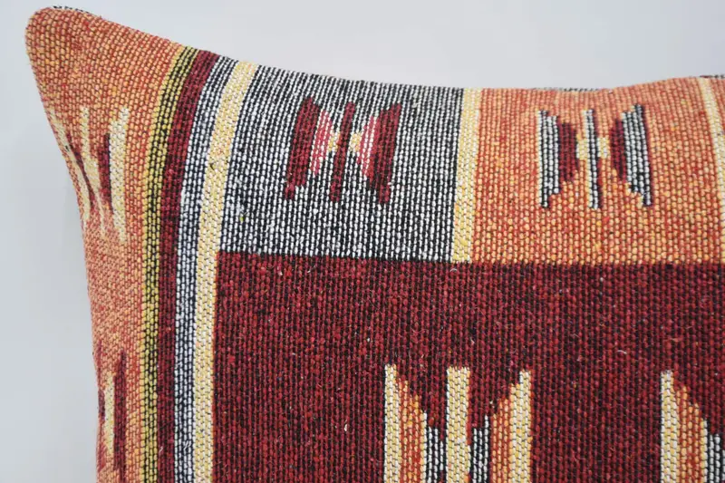 Cushion, Toss Pillow Sham, 20x28 Orange Cushion Case, Kilim Pillow Cover, Handmade Kilim Cushion, Handmade Rug Seat Pillow, Interior Designer Pillow - 2