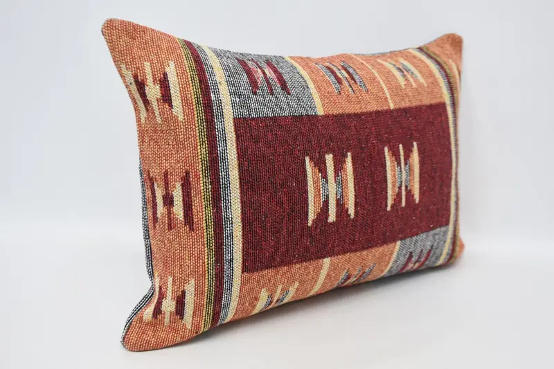 Cushion, Toss Pillow Sham, 20x28 Orange Cushion Case, Kilim Pillow Cover, Handmade Kilim Cushion, Handmade Rug Seat Pillow, Interior Designer Pillow - 3