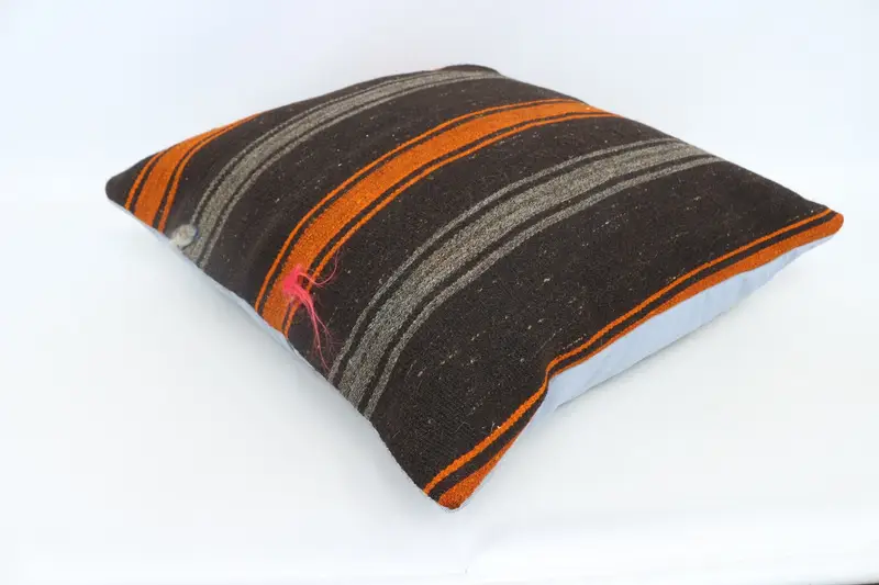 Sustainable Pillow, Vintage Kilim Throw Pillow, Pillow, Boho Chic Pillow Case, Turkish Kilim Pillow, 28x28 Brown Pillow Case, Gift Pillow - 6
