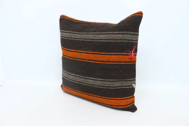 Sustainable Pillow, Vintage Kilim Throw Pillow, Pillow, Boho Chic Pillow Case, Turkish Kilim Pillow, 28x28 Brown Pillow Case, Gift Pillow - 4