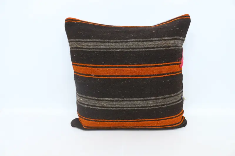Sustainable Pillow, Vintage Kilim Throw Pillow, Pillow, Boho Chic Pillow Case, Turkish Kilim Pillow, 28x28 Brown Pillow Case, Gift Pillow - 1