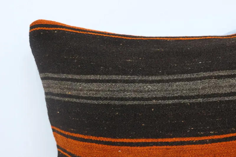Sustainable Pillow, Vintage Kilim Throw Pillow, Pillow, Boho Chic Pillow Case, Turkish Kilim Pillow, 28x28 Brown Pillow Case, Gift Pillow - 2