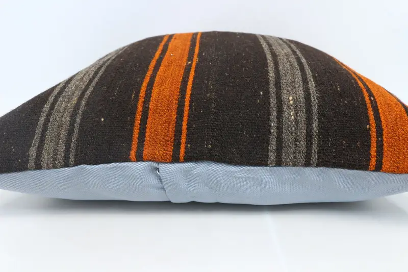 Sustainable Pillow, Vintage Kilim Throw Pillow, Pillow, Boho Chic Pillow Case, Turkish Kilim Pillow, 28x28 Brown Pillow Case, Gift Pillow - 5