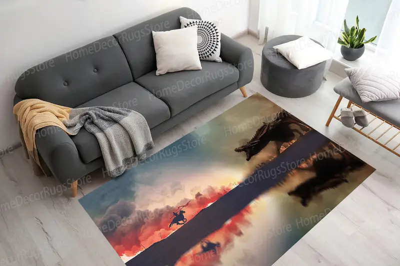 エレガントなプリントラグ：モダンなデザイン、柔らかい生地、ユニークなパターン。