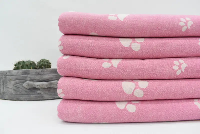 70x36 Cotton Paw Design Towel, Personalized Home Gift Wedding, Turkish Towel Set, Summer Gift, Personalized Towel, Maid Of Honor Gift, Hammam towel - 2