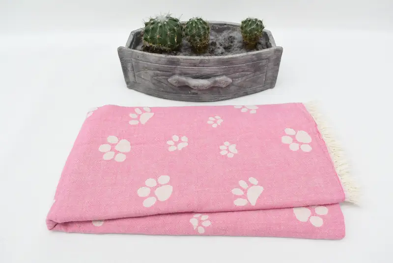 70x36 Cotton Paw Design Towel, Personalized Home Gift Wedding, Turkish Towel Set, Summer Gift, Personalized Towel, Maid Of Honor Gift, Hammam towel - 3